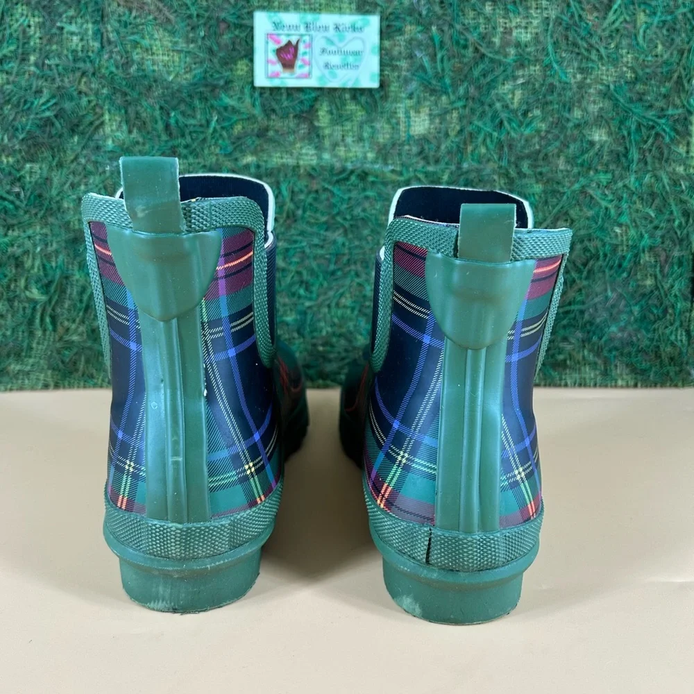 Corkys Green Plaid Chelsea Rain Boots